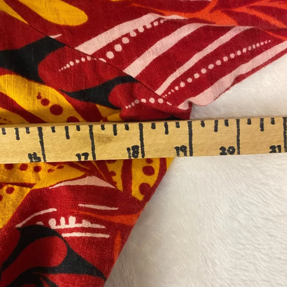 Mlle Gabrielle 1X Tropical Peasant Mini Dress Puff Sleeve Coastal Vacation - Picture 7 of 9